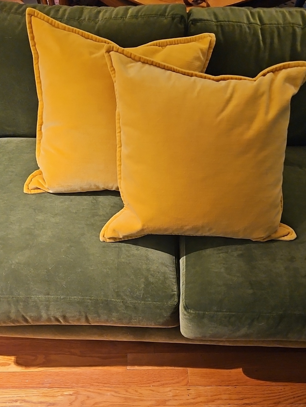 Set Of 2 - Pottery Barn Mustard Yellow Velvet Throw Pillow Covers